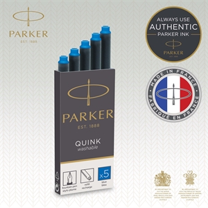 Parker Ricarica Cartucce per penne stilografiche a lunga durata, inchiostro blu lavabile (5)